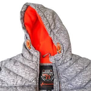 Palomino Boys Hooded Puffer Jacket Gray Orange Fleece Lined Size 104 -US size 4T